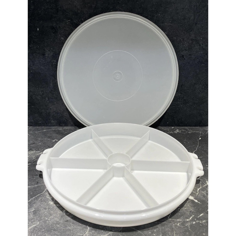 Tupperware Veggie Fruit Pie Serving Tray w/ Lid 12" Vintage